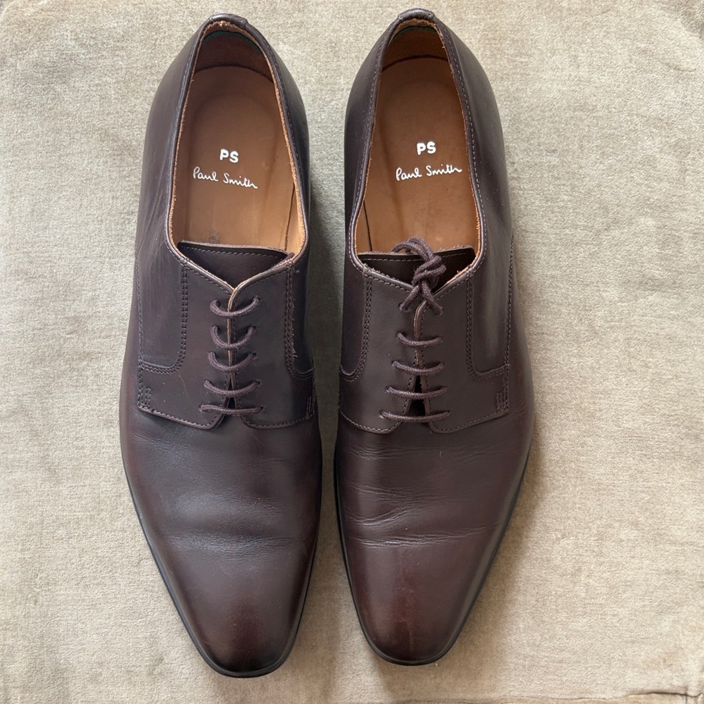 Paul Smith Dark Brown Leather Derby Lace-Up Shoes
